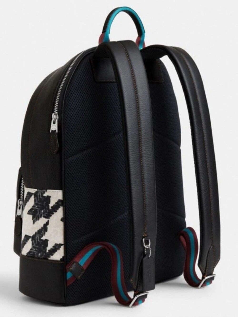 Coach West Houndstooth Print Backpack w/ Leather Trim CJ514 (Retail $550) - Picture 4 of 16